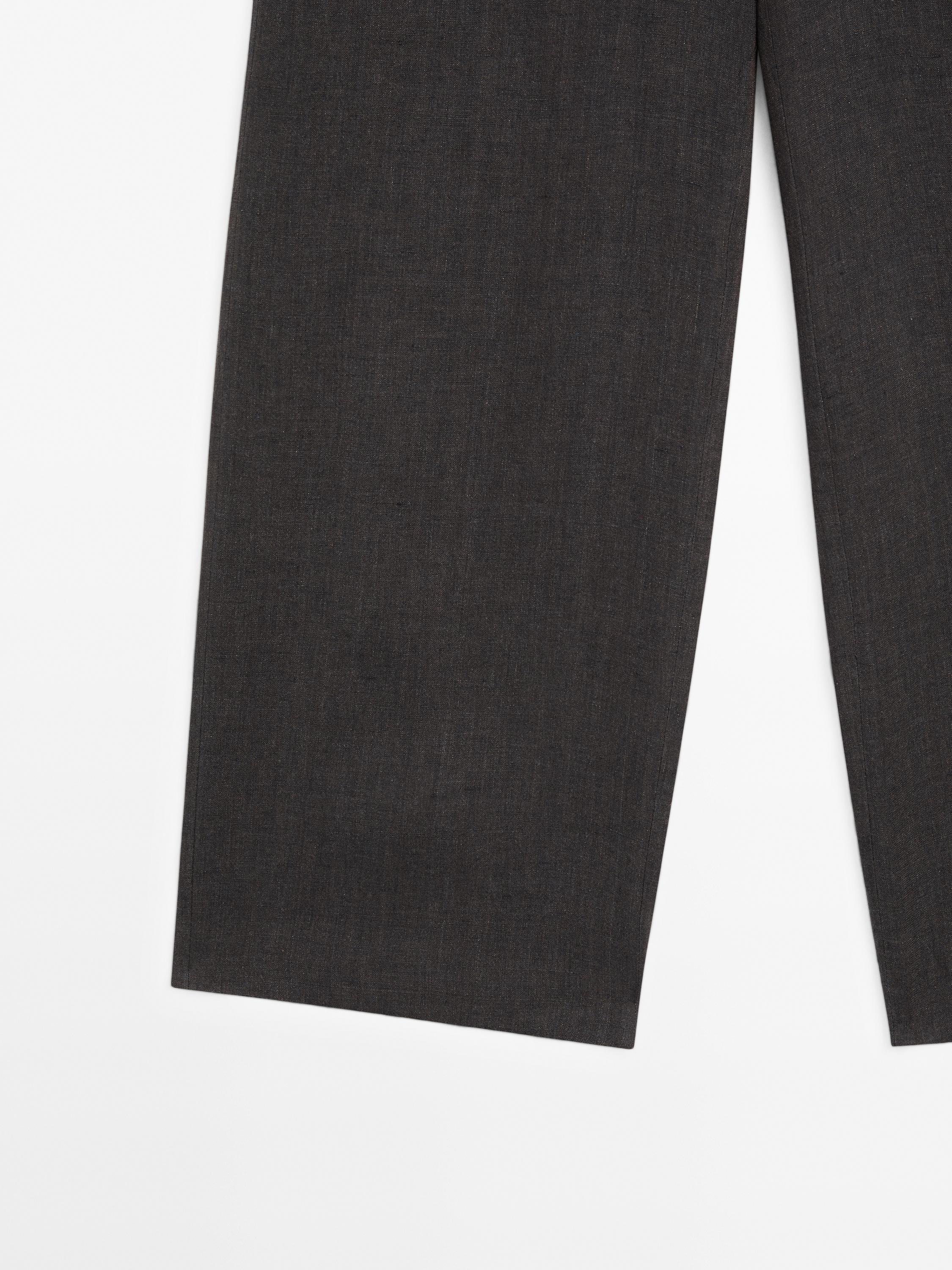 Lightweight straight fit 100% linen trousers